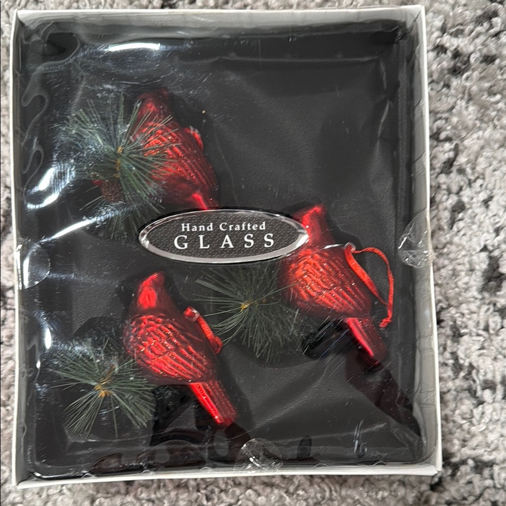Red Glass Bird Ornaments